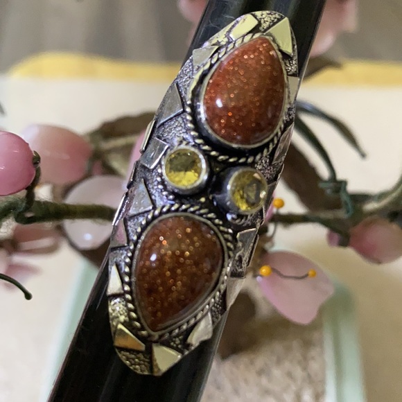 Vintage 925 gold stone & citrine ring - Picture 7 of 7